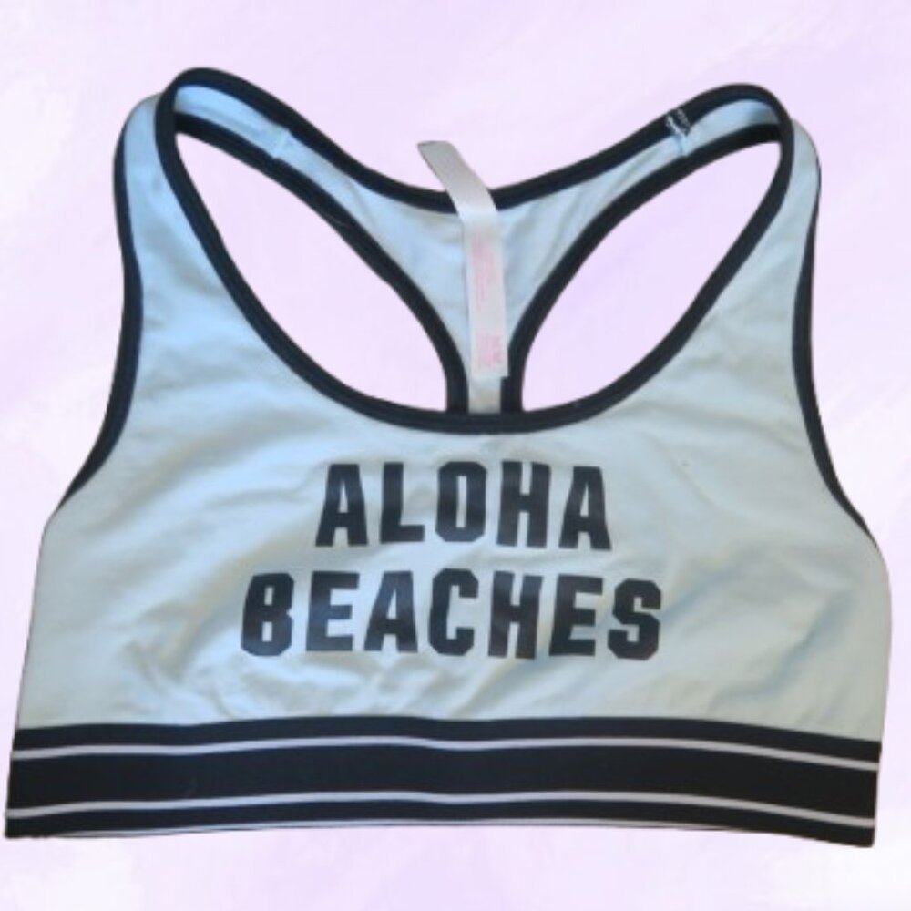 PINK Victoria's Secret aloha beaches sports bra pink nation pink crop in blue M